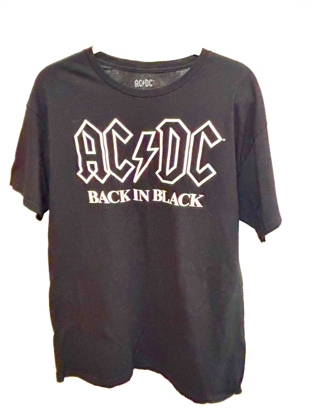 AC/DC Black Tee with White 'Back In Black' Logo
